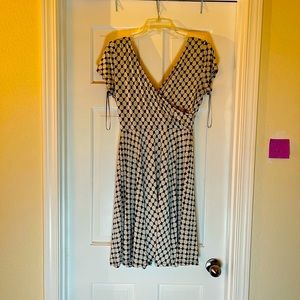 White / black wrap top A-line dress